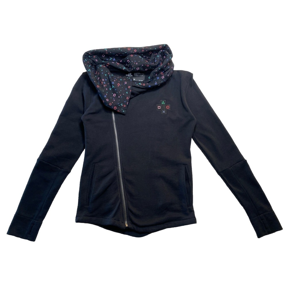 Sony Playstation Women's Medium Hoodie Cowl Neck‎ Black Rare